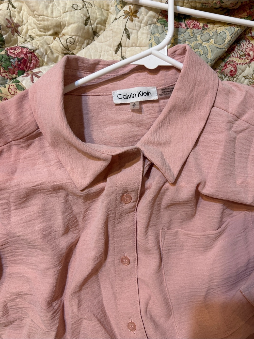 Calvin Klein Dusty Rose Button-Front Blouse